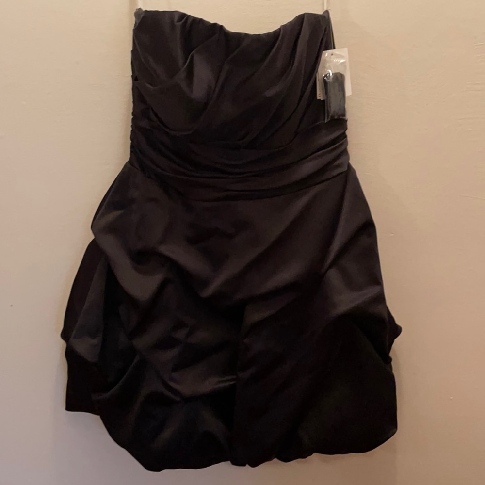 Black David’s Bridal back strapless dress